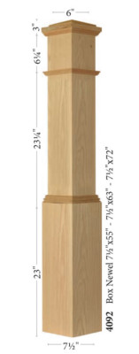 4092 American Poplar Stair Box Newel Post, Amish Made