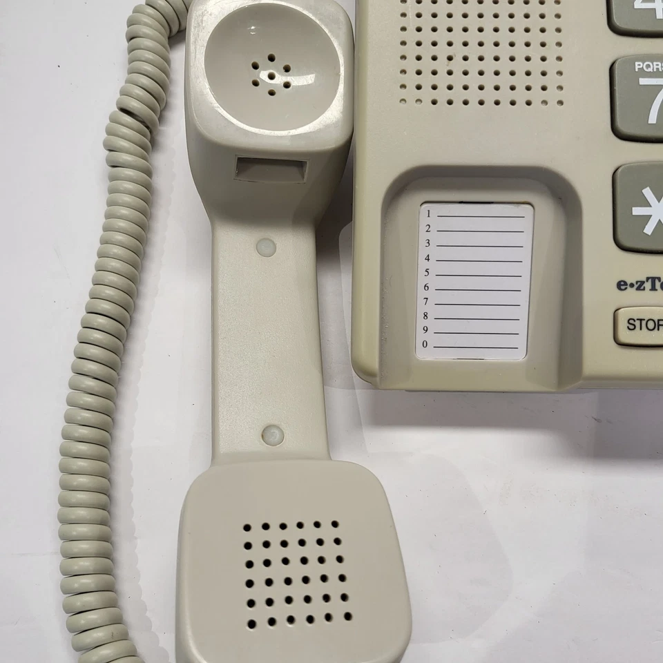 E Z Touch Corded Phone CortelCo 2400 Beige Big Numbers Wall or Desk Push Button - Image 3 of 4