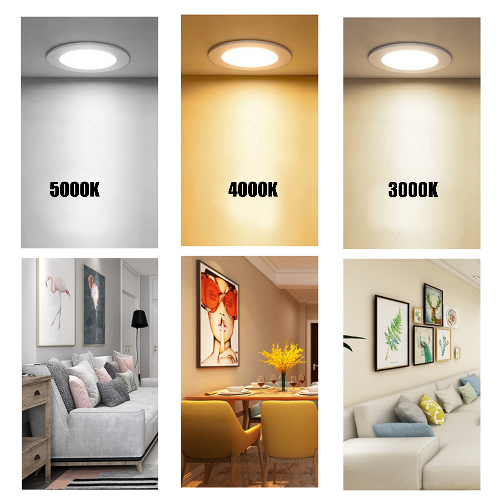 12Pcs - 6 Inch Slim LED Recessed Light - Round Panel - 12W with Adjustable 5CCT