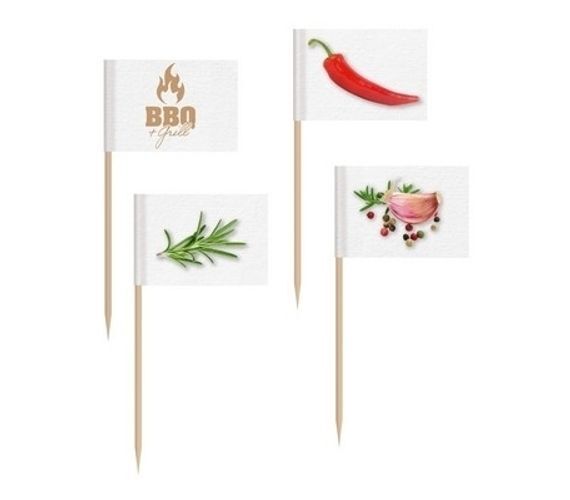 Gadget - Amscan: 30 Picks Flags Bbq & Grill Party Wood/Paper - Amscan