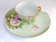 Lovely Lefton China Heritage Green 2 Piece Snack Set Plate And Cup  (D)