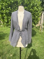 Sandwich 100% Linen Jacket Tie Up Grey Size 10 Pockets Draw String Draped