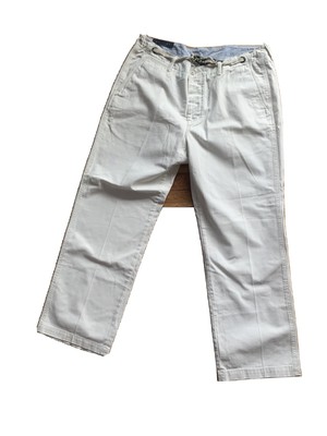 NWOT Polo Ralph Lauren MENS OFF-WHITE COTTON PANT WITH SALIOR BUCKLE BELT 38X30