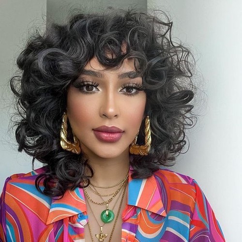 Afro Kinky Curly Short Wigs With Bangs For Black Women Fiber Hair Wig afro-kinky-curly-short-wigs-with-bangs-for-black-women-fiber-hair-wig