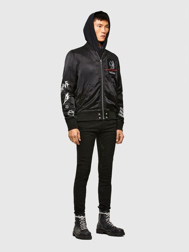 Diesel Bomber Jacket Black Reversible Size L A015940EAWE - Picture 8 of 8