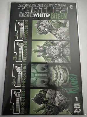 TMNT Black White & Green #1 Gaming Variant Cover, Signed By Eddie Nuñez / W COA