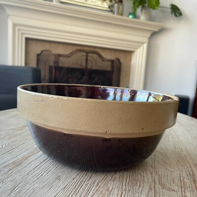 Antique 1800's Macomb Stoneware Co. Bowl- Hand Dipped Pottery, Collectible