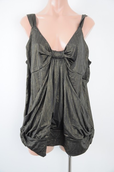 City Chic Top Blouse Camisole Womens Plus Size XL Black Gold stripe Sleeveless