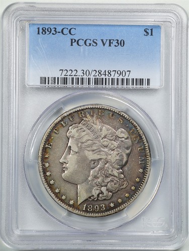 1893-CC $1 Morgan Silver Dollar VF30 PCGS 28487907