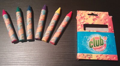 VINTAGE CLUB ORANGE CHUNKY CRAYONS (1990 S) - EXTREM RARE. 2 PACKUNGEN. UNBENUTZT
