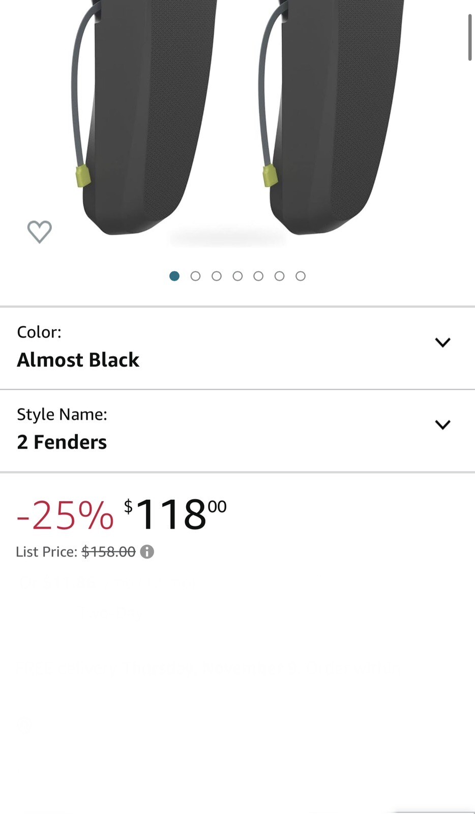 MISSION Boat Gear Sentry Boat Dock Fender Bumper 2 Pack Almost Black