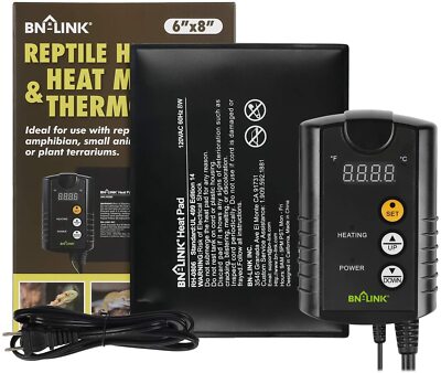 BN-LINK Durable Pet Heating Pad 6'' X 8'' with Digital Thermostat Combo Set 120V