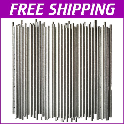 7.75" Sturdy Silver Paper Straws - 1000 Count for Weddings & Celebrations