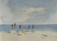 JAN HILLYARD AUSTRALIAN WC "AT THE BEACH INVERLOCH" 1988