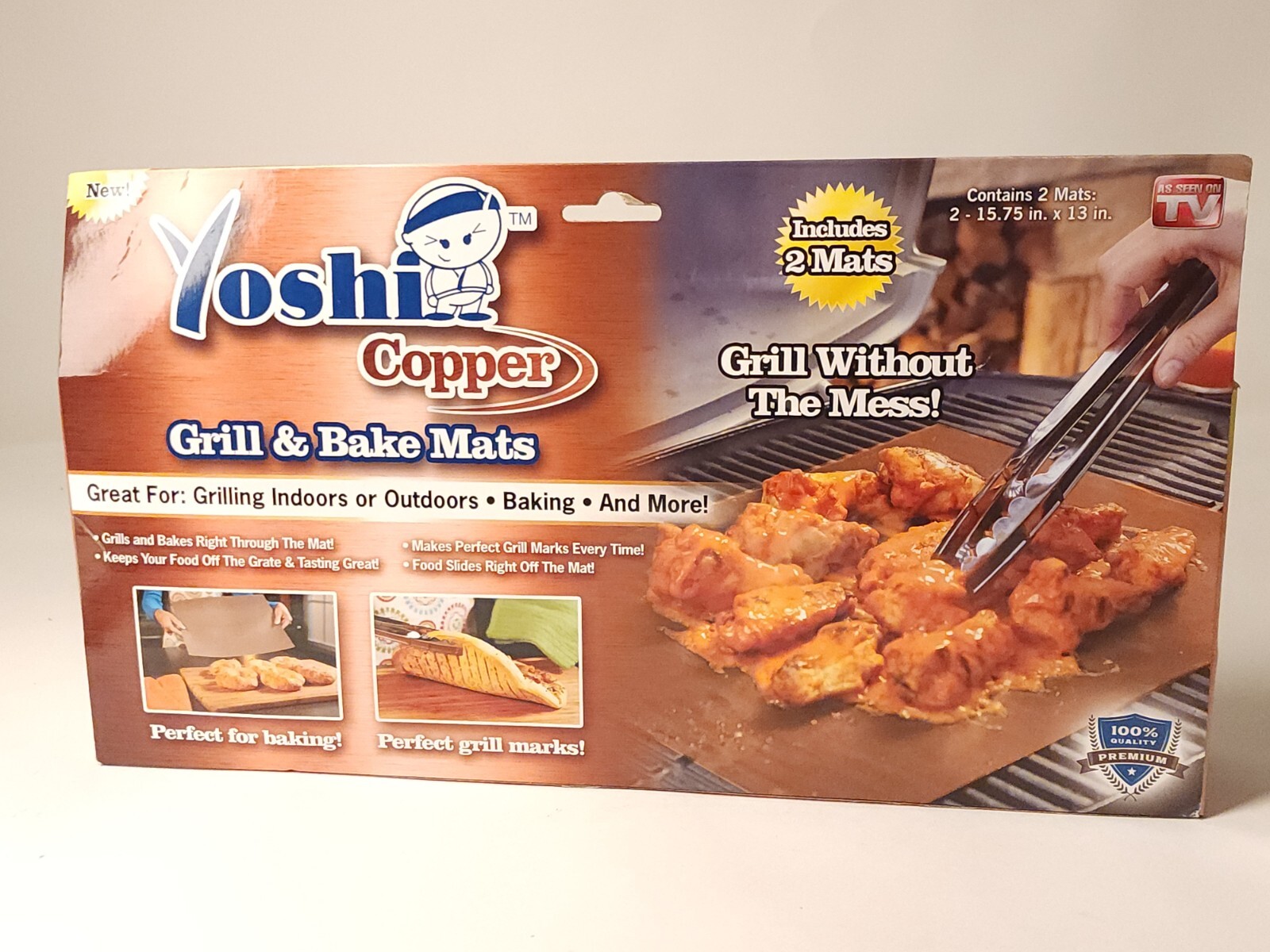 2 Yoshi Copper Grill And Bake Mats Grilling Reusable Nonstick Cooper