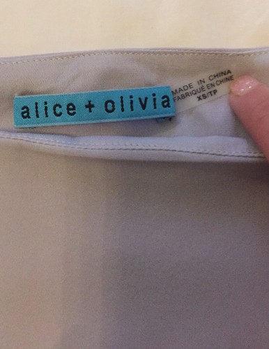 Woman Alice Olivia Bat Flying Wings Oversized 100% Silk Blue Gray Blouse Sz XS - 第 7/11 張圖片
