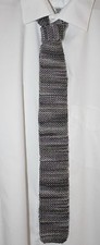 Handmade, Knitted Neck Tie, "Dove", Skinny, Classic Length, 2 1/2" Wide