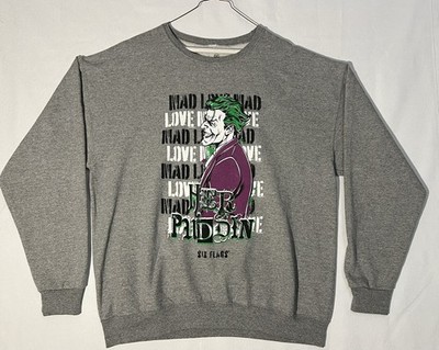 The Joker Graphic Sweatshirt XL Gray DC Comics Batman Six Flags T-Shirt