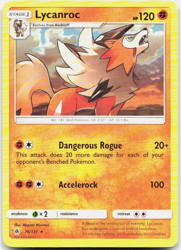 Lycanroc 76/131 Rare Forbidden Light Pokemon Moderately Played