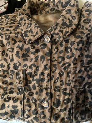 Leopard print Corduroy type ribbed Shacket Oversized Lounge Shirt browns