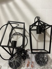 2 Pack Farmhouse Pendant Light Black/Gold E26 Hanging Ceiling Lights New OB