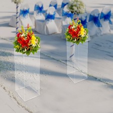 2x Acrylic Column Flower Stand Crystal Chains Geometric Wedding Centerpieces