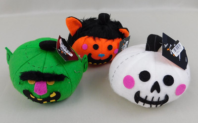 Felt Pumpkin Skeleton Zombie Werewolf Halloween Plush Figures Lot 3 Hyde and Eek