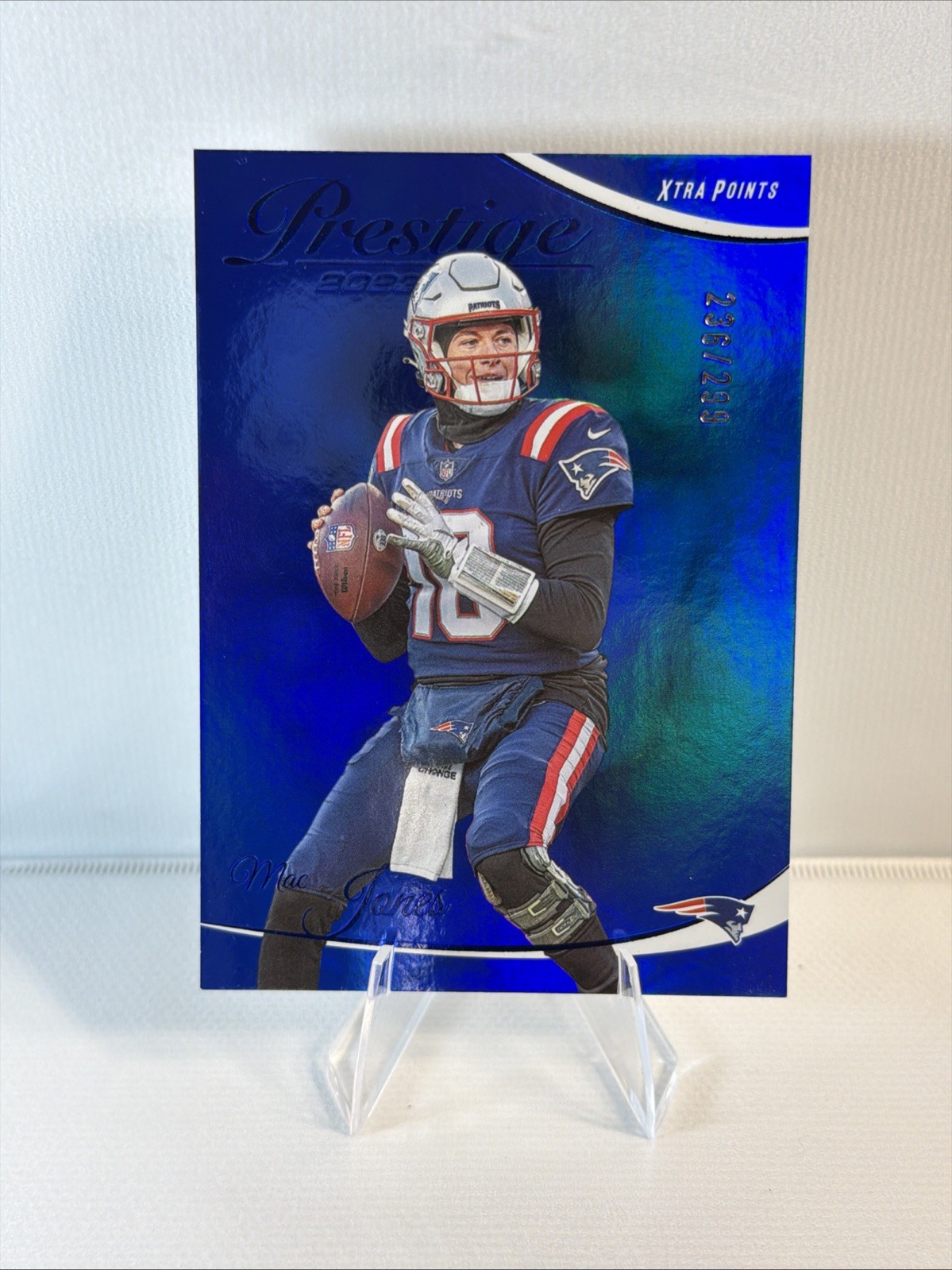 2023 Panini Prestige Mac Jones #197 Xtra Points Blue 263/299 Patriots!