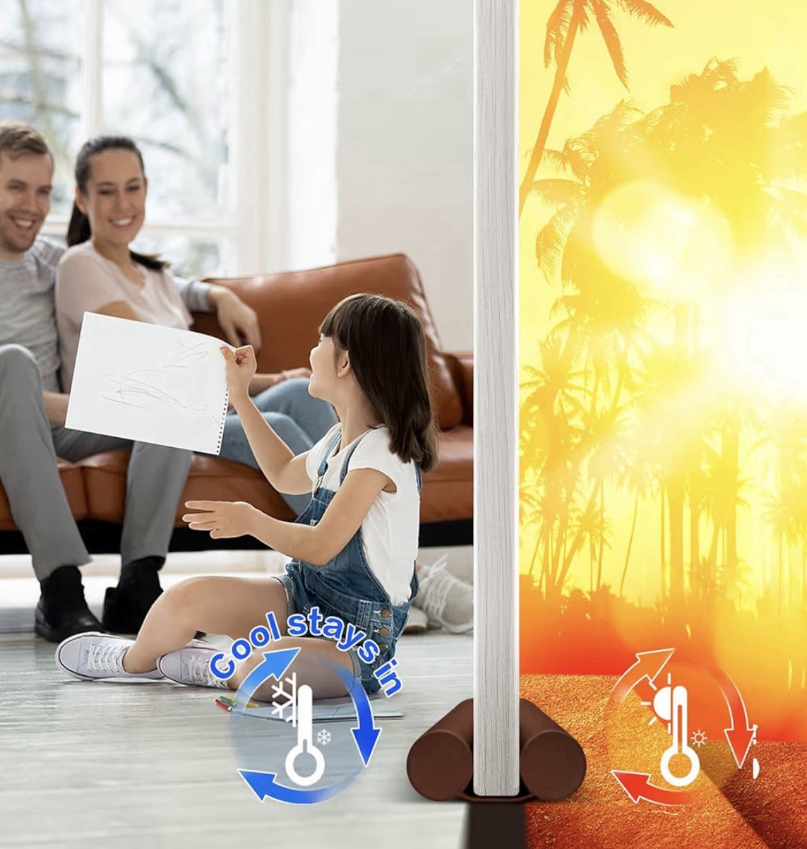 Waterproof Twin Door Draft Stopper Adjustable Size 30" To 36" Weather Stripping 