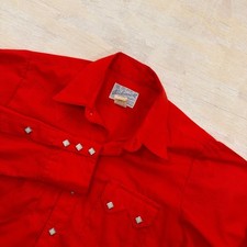 Rockmount Ranch Wear Western Shirt 15 M Diamond Pearl Snap Red Mens Fitted