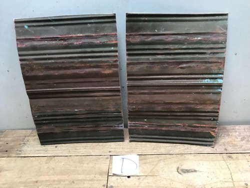 2 Sheet Copper Corrugated 13" x 9" Natural Patina Colors Verdigris gauge 24 (D)