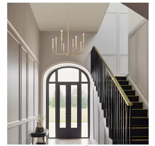 LNC Modern Gold Candlestick Island Chandelier Transitional 8-Light Pale Brass