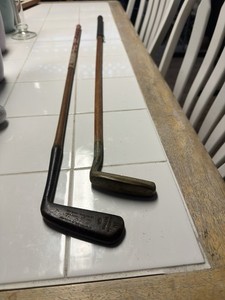 George Nicoll GEM Hickory Golf Putter.  vintage PowerBilt 38HB brass blade-styl