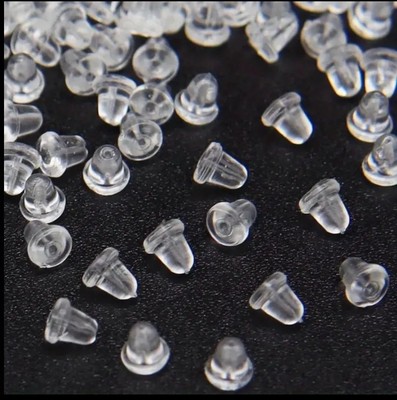 Ohrring Rückseiten Kunststoff weich 4 mm Stopper Ohrstecker Muttern 0,5 mm Loch 200 pro Packung UK
