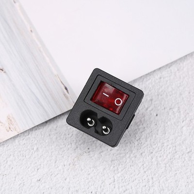 Pow cord inlet socket receptacle with ON-OFF red light rocker switch 250V zc