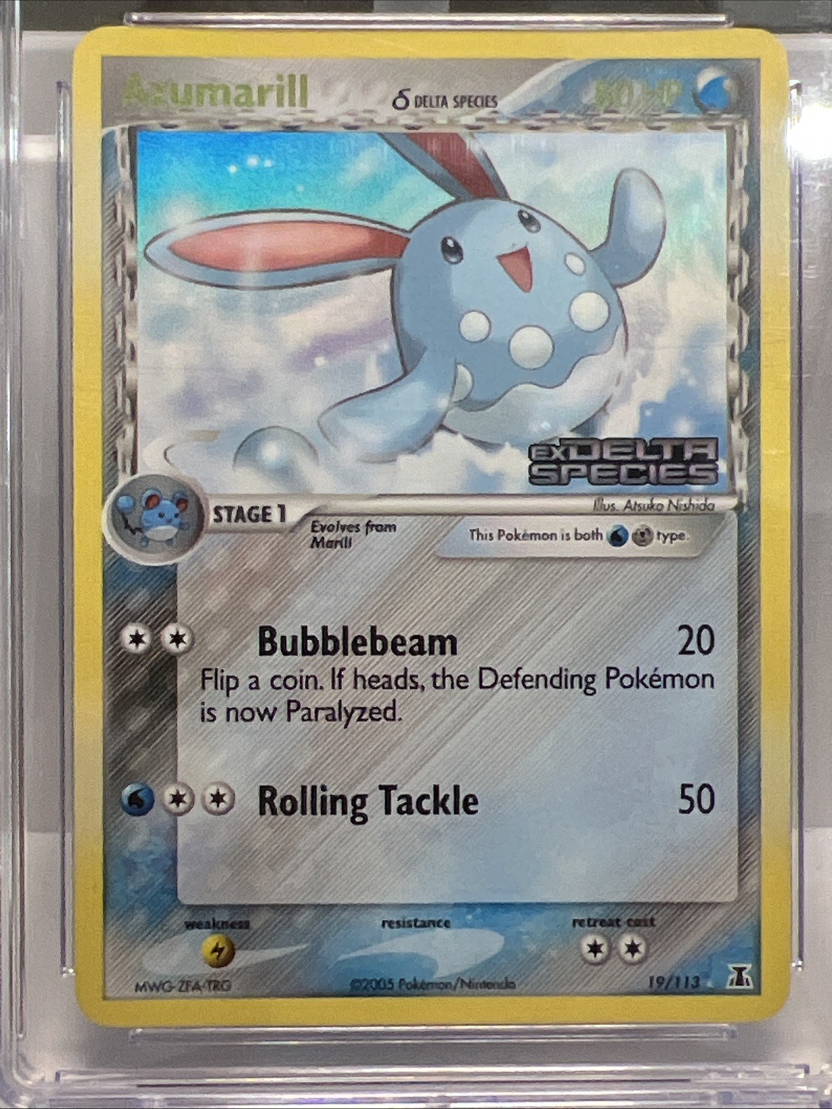Azumarill 19/113 EX Delta Species Rev. Holo Pokemon Card 2005. CGC MINT 9 POP 18