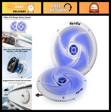 4" Waterproof Marine Speakers - 80W 2-Way Weather Resistant with LED Lights for