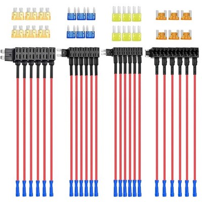 Nilight 24 Pcs 12V Car Add-a-Circuit Fuse Tap Holder Standard Mini Micro2 and Lo
