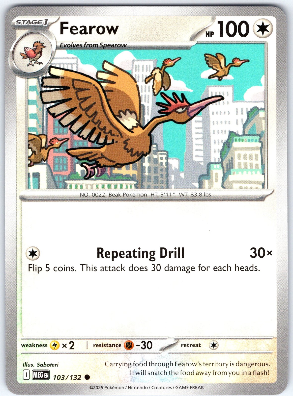 Fearow 103/132 Near Mint ME01: Mega Evolution Pokemon Shipnow