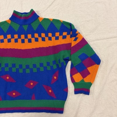 Vintage IB Diffusion Sweater Women s L  90 s Funky Lambswool Angora Colorful