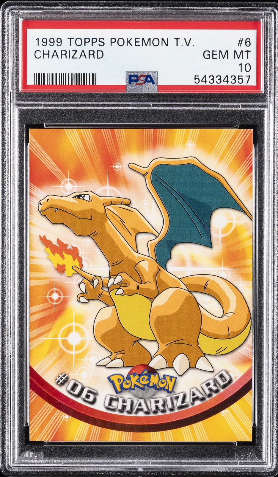 1999 TOPPS POKEMON TV #6 CHARIZARD PSA 10