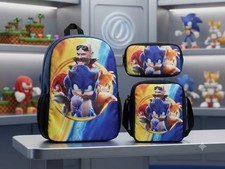Sonic the Hedgehog Backpack Lunch Bag Pencil Bag Cartoon Backpack 3pcs Set
