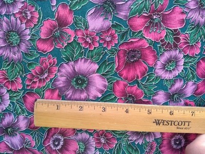 Hoffman International Country side fabric 44x41'' cotton Purple dark floral Vtg
