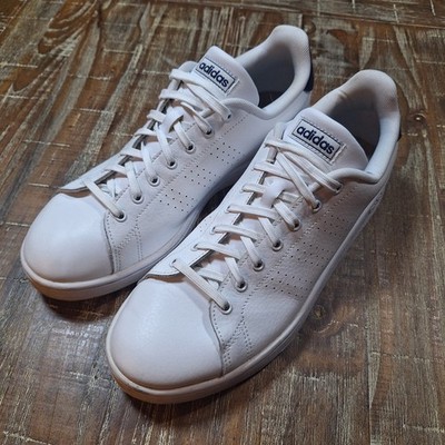 Adidas Cloudfoam Advantage Mens Court Shoes Size 11 White Leather Lace Sneakers 