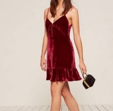 NWOT Reformation Polly Velvet Dress in Cherry Red