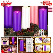 Elegant 5-Piece Flameless Advent Candles - Purple, Pink, White for Holiday Decor