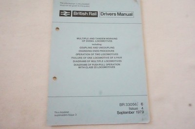 1979 Class 33 Diesellok Zugbesatzung Eisenbahnführer Handbuch Buch 