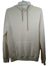 Reiss Knit Hooded Sweater Men XL Cream Cashmere Kangaroo Pocket Long Sleeve