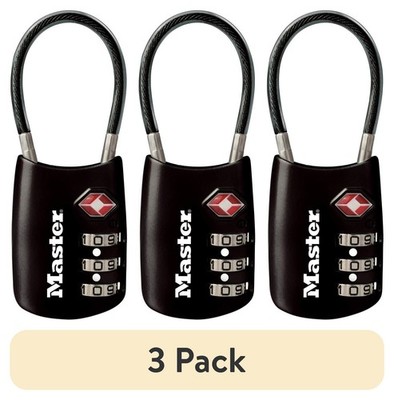 3 pack TSA Approved 3 Dial Resettable Combination Luggage Lock Color Variety