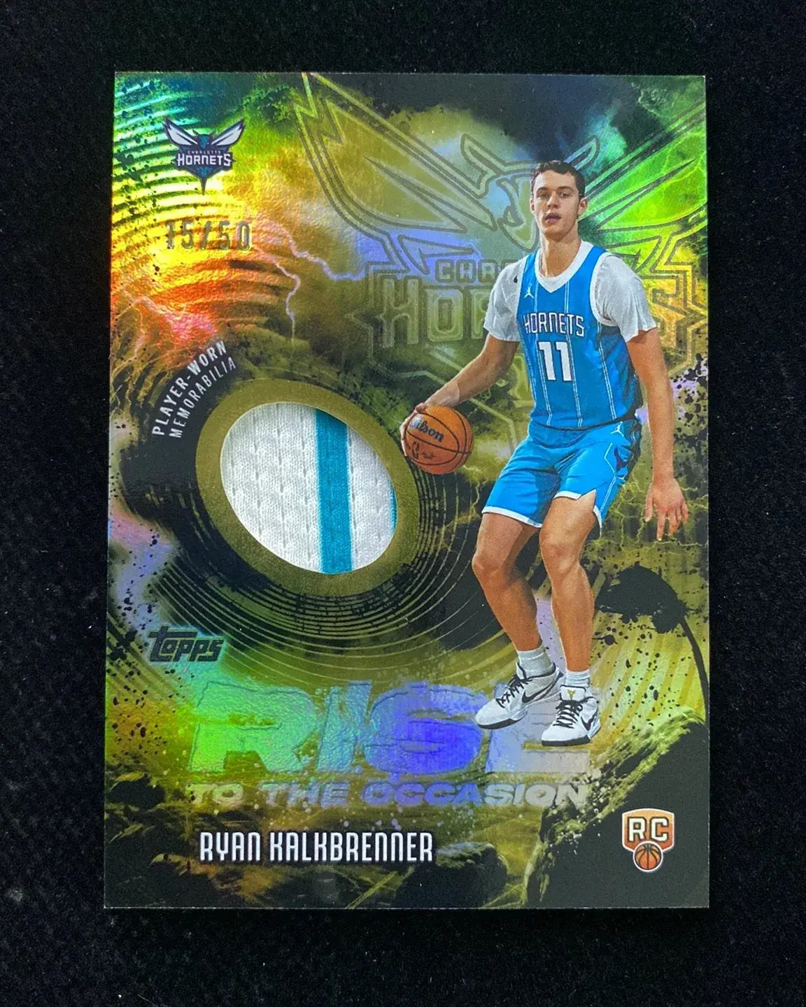 2025-26 Topps Rise to The Occasion Gold Ryan Kalkbrenner RC PW Relic /50 HD